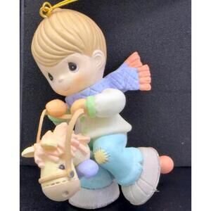 Precious Moments Vintage Boy on Hobby Horse Christmas Ornament Figurine